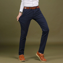 Plus Size 40 42 44 46 Men's Casual Pants Business Fashion Cotton Elastic Slim Mens Overalls Straight Khaki Trousers Male 2024 - buy cheap