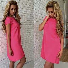 Fashion Summer Beach Casual Dress Women Female Short Sleeve Loose Mini Short A-line Dresses Candy Color S-XXL 2024 - buy cheap