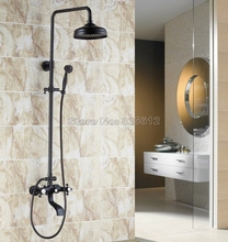 Bathroom Wall Mounted Black Oil Rubbed Bronze Dual Cross Handles Rain Shower Faucet Set Bath Tub Mixer Tap Whg101 2024 - buy cheap