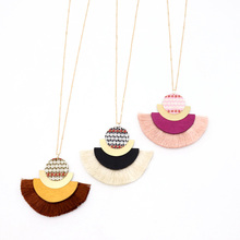 Fashion Straw  Rope Braided Pendant Thread Tassels Long Chain Sweater Necklace Geometric Body Jewelry 2024 - buy cheap