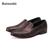 Batzuzhi Handmade Men Flats Shoes Genuine Leather Loafers Print with Chinese Men 's Casual Shoes Comfortable and Breathable 2024 - buy cheap