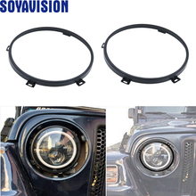 7 "redondo preto farol bezel par para jeep wrangler jk 2007-2016 7 Polegada quadro adaptador módulo conjunto suporte 2024 - compre barato