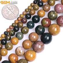 4mm-12mm Round Natural Yellow Ocean Jaspers Loose Beads for Jewelry Making Strand 15" Necklace DIY Gem-inside 2024 - buy cheap