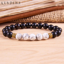 8MM Onyx Beads Mala Wrist Healing Stone Howlite Beaded Bracelet for Men Boyfriend Husband Gift Howlite Jewelry 2024 - buy cheap