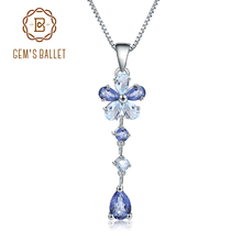 Женское ожерелье с подвеской в виде цветка GEM'S BALLET, натуральный голубой мистический кварцевый Небесно-Голубой топаз из стерлингового серебра 925 пробы 2024 - купить недорого