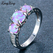 RongXing Charming Round Purple Fire Opal Rings For Women Silver Color Birthstone Ring 2017 New Fashion Band RP0147 2024 - buy cheap