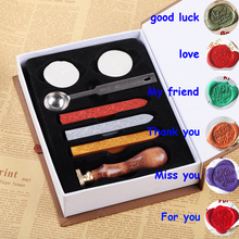 6 Greeting Pattern Retro Sealing Wax Set DIY Paper Envelope Decoration Delicate Cuprum Stamps Wood Handle for Wedding Invitation 2024 - buy cheap