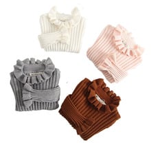 Baby Girls Sweaters Solid Ruffles Kids Basic Sweater Spring Autumn Turtleneck Infant Knitted Pullovers Tops RT045 2024 - buy cheap