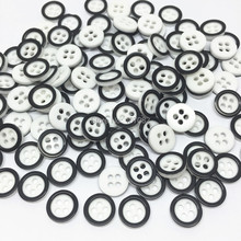 Botones redondos de resina de 8mm, accesorios de botones de costura de 4 agujeros, Negro/blanco, para álbum de recortes, 100 Uds. 2024 - compra barato
