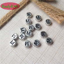 Single Character Initial M Printing Silver Letter Beads 4*7MM 500pcs 3600pcs Flat Coin Round Shape Single Alphabet Plastic Beads 2024 - buy cheap