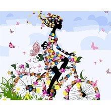 Painting By Numbers DIY Dropshipping 40x50 50x65cm Riding a butterfly bicycle Figure Canvas Wedding Decoration Art picture Gift 2024 - buy cheap