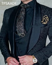 Trajes de boda estampados personalizados para hombre, chal con solapa, ajustado, de 3 piezas (chaqueta, chaleco y pantalones), trajes de esmoquin para boda y novio 2024 - compra barato