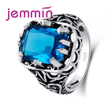 Vintage Retro Punk Rock Claw with Big Blue Zircon Stone CZ 925 Sterling Silver Ring Women Female Mens Ring Jewelry Gift 2024 - buy cheap