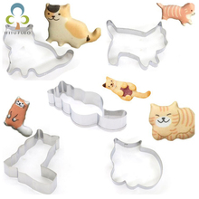 5pcs Cookie Cutters Molds Stainless Steel Cute Cat Kitten Shape Biscuit Mold DIY Fondant Pastry Decorating Baking Tools GYH 2024 - buy cheap