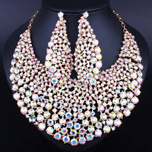 Elegant Wedding Jewelry Full Color Crystal Rhinestones Necklace Earrings for Women African Jewelry sets 2024 - buy cheap