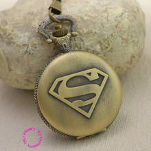 new bronze superman fashion man quartz pocket watch necklace vintage retro classic super fob watches arabic number good quality 2024 - buy cheap