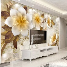 Papel tapiz fotográfico personalizado 3D, murales de Camelia en relieve de Flor Retro europeo, para sala de estar, TV, sofá, fondo, decoración de pared del hogar 2024 - compra barato