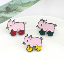 Cute Pig Brooch 3 Color Pig Collection Leather Boots Enamel Pin Knit Backpack Badge Personality Accessories For Children Gifts 2024 - buy cheap