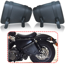 Black PU Leather Saddlebag Motorcycle Saddle Bags L&R Side Storage Motorbike Side Tool Bag For Harley Sportster XL883 XL1200 2024 - buy cheap