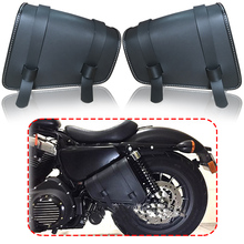 Preto couro do plutônio alforje sacos de sela da motocicleta l & r armazenamento lateral moto ferramenta lateral saco para harley sportster xl883 xl1200 2024 - compre barato