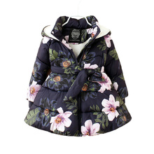 Chaqueta con estampado de flores para niña, abrigo acolchado con capucha y cremallera, ropa de moda para bebé y niña, BC405 2024 - compra barato