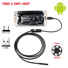 ViewEye 7mm Diameter Camera 0.3MP 480P 6 Bright White LED Micro USB Android Endoscope Waterproof Borescope Inspection Snake Cam 2024 - buy cheap