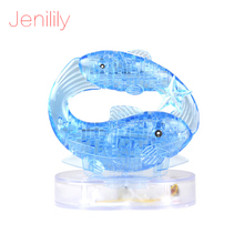 Jenilily 9042 3d quebra-cabeça de cristal com luz flash diy modelo buliding brinquedo para crianças decoração de casa constellation series-peixes 2024 - compre barato