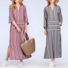 2018 Plus Size S-5XL Boho dresses Womens Maxi Dress Long Sleeve Summer casual Long Beach printed Sundress clothes 2024 - buy cheap