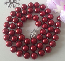 Fashion Jewellery 8mm red Ocean Sea Shell Pearl Necklace Beads Natural Stone Fashion Jewelry Making Design 18 " Wolesale Price 2024 - buy cheap