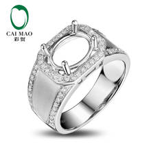 CaiMao Oval cut Semi Mount Ring Settings & 0.47ct Diamond 18k White Gold Gemstone Engagement Mens Ring Fine Jewelry 2024 - buy cheap