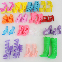 10 пар модных разноцветных босоножек на высоком каблуке аксессуары для детской кукольной обуви Одежда платье реквизит для девочки Лучший подарок игрушки 2024 - купить недорого