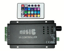 RGB-светодиодный музыкальный контроллер с 24-кнопочным ИК-пультом; Стандартный вход; Выход 6 А * 3 канала 2024 - купить недорого