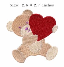 Remendo bordado de urso romântico 2.6 "de largura/para amantes/namorada remendo/adesivo forte 2024 - compre barato