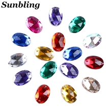 Sunbling 50pcs/lot 10*14mm Oval Shape Crystal Rhinestone 2 Holes Sliver Flatback Acrylic Jewelry For Wedding Clothes 2024 - buy cheap