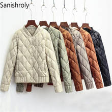 Sanishroly jaqueta com decote em v feminina, jaqueta para outono e inverno parka ultra leve plus size seescuros e curtos 2018 2024 - compre barato