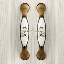 Designed 2PCS European Retro Ceramic Printing Kitchen Cabinet Door Handles Cupboard Wardrobe Drawer Cabinet Pulls Handles&Knobs 2024 - buy cheap