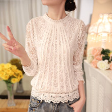 2019 New autumn Ladies White Blusas Women's Long Sleeve Chiffon Lace Crochet Tops Blouses Women Clothing Feminine Blouse 2024 - buy cheap