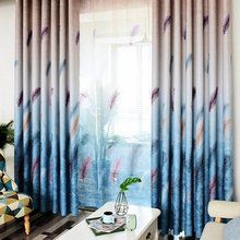 New Stylish Curtains for Living Room Beddig Room Backout Drapes Tree Leaves Feather Pattern Gradient Curtains Window Teatment 2024 - buy cheap