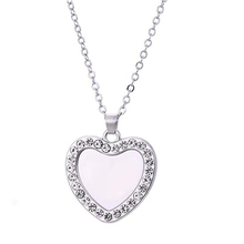 Silver Plated Peach Heart Pendant Crystal Love Heart Link Chain Necklace for Women Girls 2024 - buy cheap