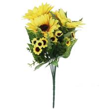 1 Bouquet Artificial Sunflower Silk Flower DIY Home Party Wedding Simulation Sunflower Artificial Flower Plant Home(Yellow) 2024 - buy cheap