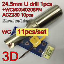 Wc 24.5mm-25mm petiole-3D cnc u broca 1 peças + wcmx040208fn acz330 10 pçs = 11 pçs/set 2024 - compre barato