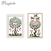 Kit de punto de cruz de árbol de amor, lienzo con estampado de puntos, bordado artesanal, costura hecha a mano, aida 14ct 11ct 2024 - compra barato