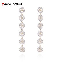 YANMEI Rhinstone Snow Flower Round Dangle Earrings For Women Crystal Six Circles Fashion Jewelry Earring YME7752 2024 - buy cheap