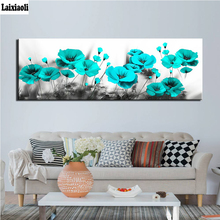 5d diy diamond painting blue Poppy full square round drill diamond embroidery rhinestone painting kit large painting home decor 2024 - buy cheap