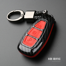 Карбоновый чехол для ключей для стайлинга автомобиля, чехол для ключей для Ford Fiesta Focus 2 Ecosport Kuga Escape, откидной складной чехол для ключей с дистанционным управлением, 3 кнопки 2024 - купить недорого