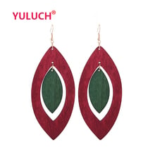 YULUCH African Woman Wooden Geometric Oval Hollow Hanging Small Wooden Earrings for Popular Retro Jewelry Girl Earrings Gifts 2024 - buy cheap