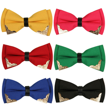Moda masculina clássico ajustável sólido pescoço gravata borboleta mental decorado poliéster gravata masculina preto vermelho branco laços 2024 - compre barato