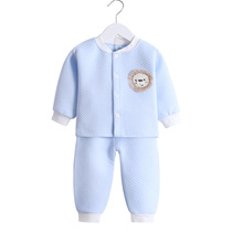 Теплый хлопковый комплект одежды для малышей Пижама с рисунком льва для маленьких девочек и мальчиков, топ + штаны Детский пижамный комплект из 2 предметов, От 0 до 3 лет 2024 - купить недорого
