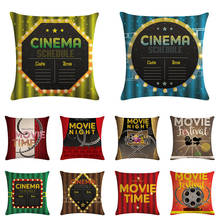 Funda de almohada decorativa de algodón y lino para sofá y coche, cubierta de cojín decorativa de la película Night Popcorn, 45x45 Homer, ZY1068 2024 - compra barato