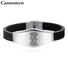 Canuomen Riverdale Bracelet Stainless Steel Logo Engraved Black Silicone Wristband Adjustable Punk Style Men Fashion Bracelets 2024 - buy cheap